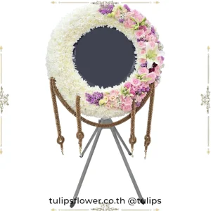 หรีดพัดลม 16″ แบบสไลด์จัดดอกไม้เต็มวง FANWREATH 10