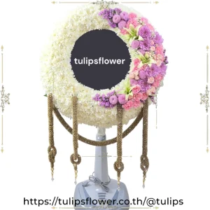 หรีดพัดลม 18″ แบบสไลด์จัดดอกไม้เต็มวง FANWREATH 11