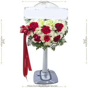 หรีดพัดลม 16″ แบบสไลด์จัดดอกไม้ด้านเดียว FANWREATH 18